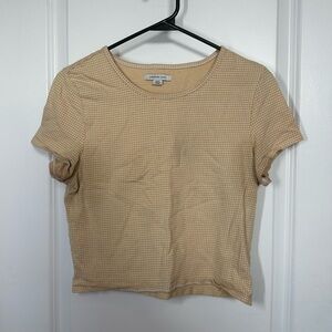 Medium American Eagle Yellow/Gold Plaid Crop Top